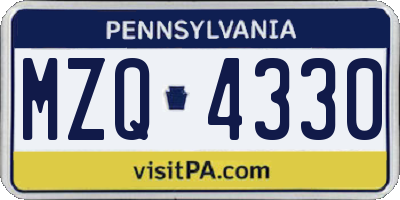 PA license plate MZQ4330