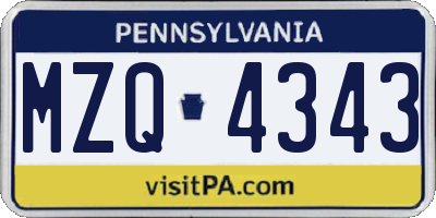 PA license plate MZQ4343