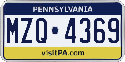 PA license plate MZQ4369