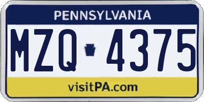 PA license plate MZQ4375