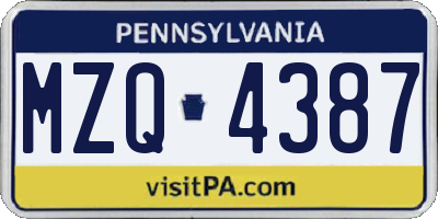 PA license plate MZQ4387