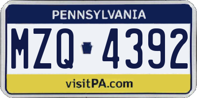PA license plate MZQ4392