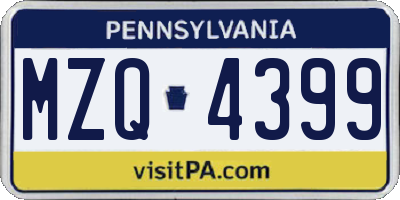 PA license plate MZQ4399