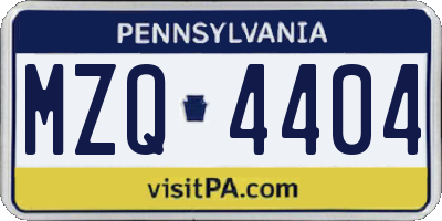 PA license plate MZQ4404