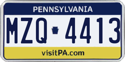 PA license plate MZQ4413