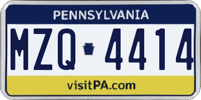PA license plate MZQ4414