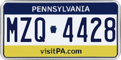 PA license plate MZQ4428