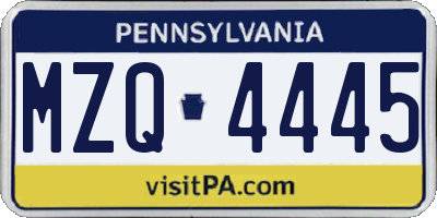 PA license plate MZQ4445