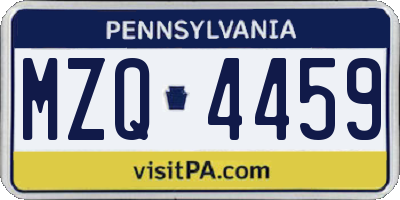 PA license plate MZQ4459