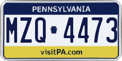 PA license plate MZQ4473