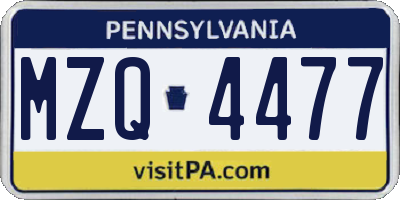 PA license plate MZQ4477