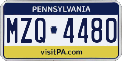 PA license plate MZQ4480