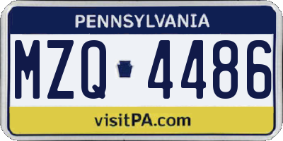 PA license plate MZQ4486
