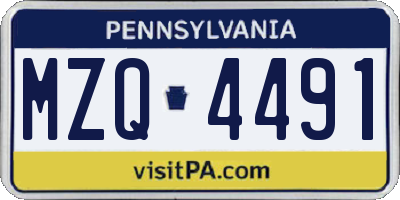 PA license plate MZQ4491