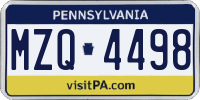 PA license plate MZQ4498