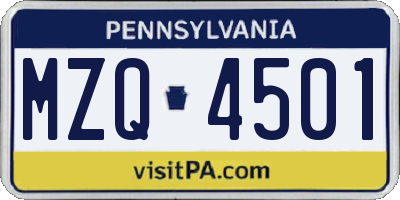 PA license plate MZQ4501