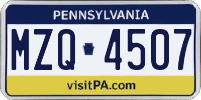 PA license plate MZQ4507