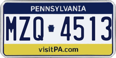 PA license plate MZQ4513