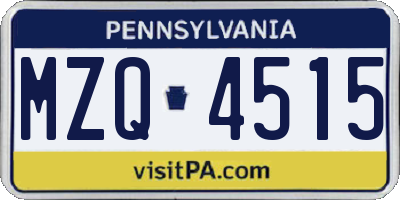 PA license plate MZQ4515