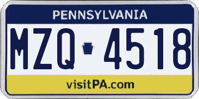 PA license plate MZQ4518