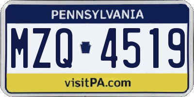 PA license plate MZQ4519