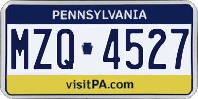 PA license plate MZQ4527