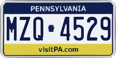 PA license plate MZQ4529