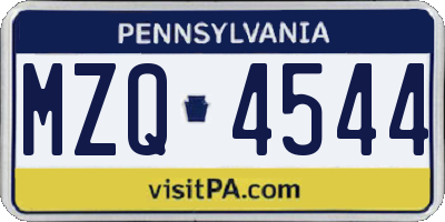 PA license plate MZQ4544