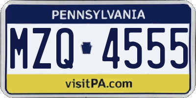 PA license plate MZQ4555
