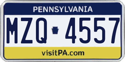 PA license plate MZQ4557