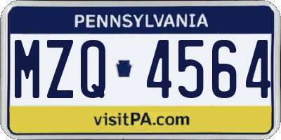 PA license plate MZQ4564