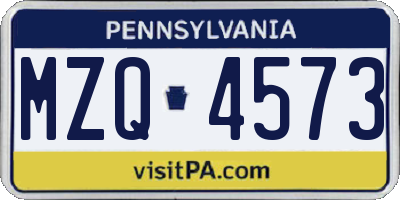 PA license plate MZQ4573