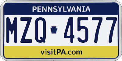 PA license plate MZQ4577