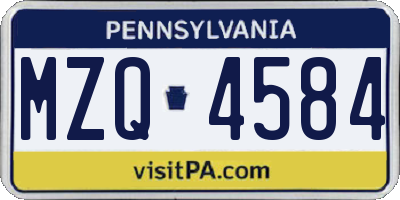 PA license plate MZQ4584