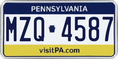 PA license plate MZQ4587
