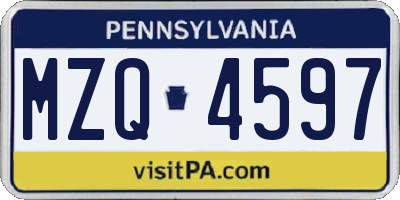 PA license plate MZQ4597