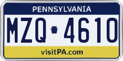 PA license plate MZQ4610