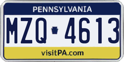 PA license plate MZQ4613