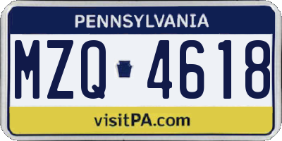 PA license plate MZQ4618