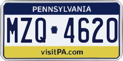 PA license plate MZQ4620