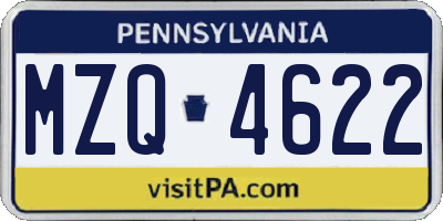 PA license plate MZQ4622
