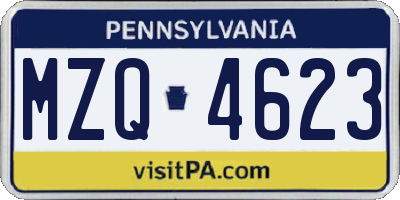 PA license plate MZQ4623