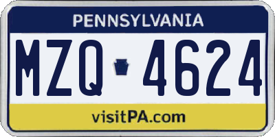 PA license plate MZQ4624