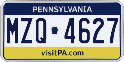 PA license plate MZQ4627
