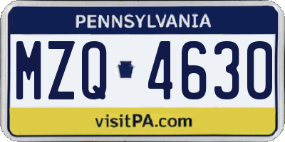 PA license plate MZQ4630
