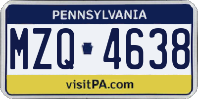 PA license plate MZQ4638