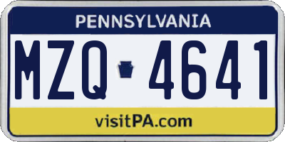 PA license plate MZQ4641