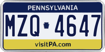 PA license plate MZQ4647