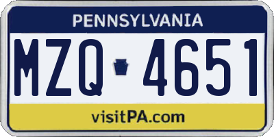 PA license plate MZQ4651