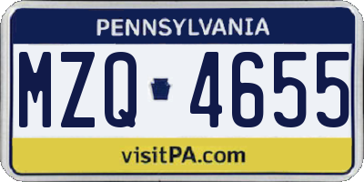 PA license plate MZQ4655